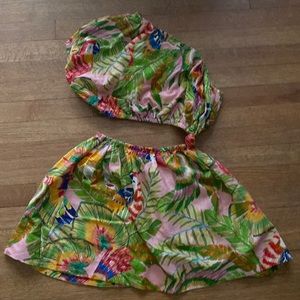 Farm Rio Anthropologie Macaw Leaves One Shoulder Mini Dress-size xs